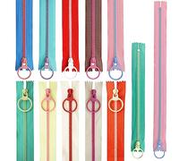 Juego de cremalleras de resina de 20 cm y 30 cm con anillo de metal 10 colores para costura, manualidades, ropa