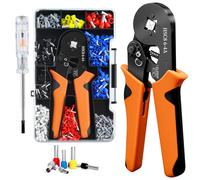 Juego de crimpadora con 1250 alicates de terminales, autoajustable, 0,25 - 10 mm², crimpadora con casquillos de cable, juego de crimpado para uso doméstico
