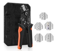 Juego de crimpadora de 5 piezas, crimpadora con mordazas intercambiables, crimpadora con maletín de transporte para terminales aislados y no aislados, tubos termorretráctiles, alicates de terminal