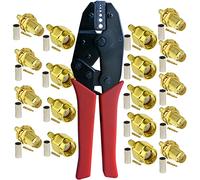 Juego de crimpadora de cable coaxial SMA - Alicates de crimpado SMA y 10 conectores SMA macho y hembra para cable de extensión de antena wifi RG174 RG316