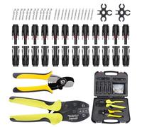Juego de crimpadora solar para panel solar de 2,5/4/6 mm², 1 crimpadora+1 pelacables+12 pares de conectores de cable solar+12 pares de conectores solares macho/hembra+2 conectores solares llaves