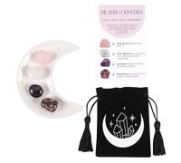 Juego de cristales curativos con plato de baratija de luna