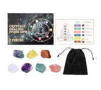 Juego de cristales naturales - Juego de piedras en bruto de los chakras - /rosa, amatista, aventurina verde/roja, fluorita colorida, citrino, piedras chakras brutas para principiantes, medita