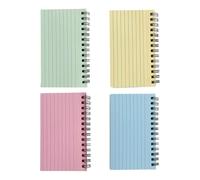Juego de cuadernos de bobina amigable, tarjetas de notas de 4 colores, papel perforado, bobinas de metal, tarjetas para trabajo, viajes, cuaderno de notas de papel