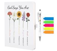 Juego de cuadernos de la Biblia para mujeres, cuaderno inspirador A5 de tapa dura para oración, escritura de las Escrituras y estudio de la Biblia, diario de fe de la iglesia con bolígrafos y notas