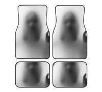 Juego de Cuatro Alfombrillas para Coche con diseño de Mujer de Terror Tras Cristal Mate en Blanco y Negro, Que Incluye Alfombrillas Delanteras y traseras, compatibles con Todos los Accesorios del veh