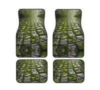 Juego de Cuatro Alfombrillas para Coche con Estampado de pavimento de Piedra de Musgo: Alfombrillas universales con Respaldo de Goma para SUV, camionetas, Furgonetas y sedanes.