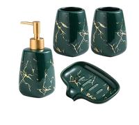 Juego de Cuatro Piezas cerámica for baño, jabonera, Taza for Hacer gárgaras, Accesorios for Botellas loción, Soporte Porcelana, decoración(4pc color1)