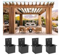 Juego de cuatro soportes de pérgola de acero al carbono con esquinas reforzadas, diseñados para asegurar postes de madera de 4 x 4 en cubiertas, barandillas y pérgolas