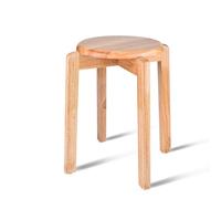 Juego de cuatro Taburetes apilables Taburete de bar redondo sin respaldo de madera maciza taburete escolar portátil no requiere instalación adecuado para cocina, dormit Natural Wood Color 4-Piece Set