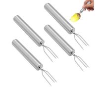 Juego de cuatro tenedores de acero inoxidable para patatas, con las dimensiones de 18,3 x 1,9 cm, tenedor de patatas de pelado adecuado para patatas cocidas, frutas y verduras, tenedor rascador, una