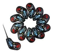 Juego de Cubiertas de Club de Golf,Fundas de Club de Cuero, Cubierta de Cabeza de Club de Cuero, Cubierta de Cabeza de Golf Mental Skeleton, Protector para Fairway, Madera, Híbridos, Piloto