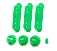Juego de cubiertas de pastilla de bobina única de 48, 50, 52 mm para guitarra eléctrica con volumen y 2 perillas de tono más punta de interruptor para guitarras SSS estilo ST (verde)