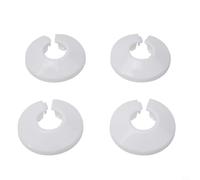 Juego de cubiertas de plástico para tubos de radiador de 15 mm, incluye 4 piezas plateadas galvanizadas, diseñadas para instalación de suelo y protección de tuberías (blanco)