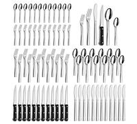 Juego de cubiertos 12 Personas, Hunnycook 72 Piezas cubiertos con Cuchillo para Carne, Set de Cubiertos de Acero Inoxidable con Cuchillo Tenedor Cuchara para Restaurante, Apto para Lavavajillas