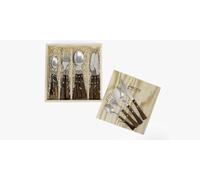 Arcos Serie Manchega - Cubertería de 16 piezas - Cuchillos de Acero Inoxidable NITRUM y cubiertos de Acero Inoxidable 18/10 - Mango de Madera Comprimida color marrón