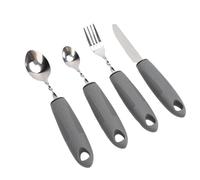 Juego de Cubiertos Adaptables de 4 Piezas, Juego de Utensilios Antivibración, Juego de Vajilla de Acero Inoxidable Flexible con Orificio para Colgar para Personas Mayores