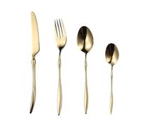 Juego De Cubiertos De Acero Inoxidable 304 De 4, 16, 24 Y 32 Piezas con Cuchillos para Carne, Tenedores Y Cucharas para Uso Diario En El Hogar. Gold 6Set-24Pcs