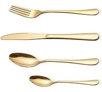 Juego De Cubiertos De Acero Inoxidable Chapado En Titanio, 16 Cubiertos Dorados, Apto Para 4 Personas. (Oro)