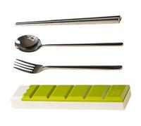 Juego De Cubiertos De Viaje,Utensilios De Cocina Portátiles Reutilizables De Acero Inoxidable Con Estuche Con Forma De Tableta De Chocolate,Kit de Cubiertos Portátil - Para Familia, Amigos,