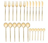 Juego De Cubiertos Dorados, 24 Piezas, Tenedor, Cuchara, Cubiertos De Acero Inoxidable A Prueba De Herrumbre Para Fiestas En Casa, Banquetes De Boda, Tienda De Postres
