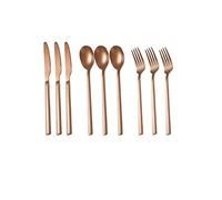Juego de cubiertos, Juego de cubiertos acero inoxidable 9 piezas, apto for lavavajillas con mango cuadrado, gruesos dorados for comer en casa, incluye cuchillo, tenedor y cuchara café(Coffee)