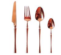 juego de cubiertos, Juego de cubiertos plata, 24 piezas, vajilla oro rosa, cuchillos, tenedores, cucharas, for carne, for viajes, bodas, fiestas y Navidad