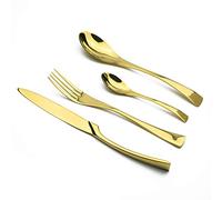 juego de cubiertos, Juego de cubiertos plata, juego 24 piezas oro, vajilla acero inoxidable, comida occidental, con tenedor, cuchillo for carne y cucharilla