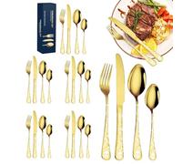 Juego de cubiertos para 6, juego de cubiertos de cocina - Juego de vajilla con diseño de calavera de acero inoxidable 24 piezas | Juego de tenedores y cucharas de cocina para comer en la cocina en