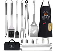 Juego de Cubiertos para Barbacoa de Acero Inoxidable, de Accesorios para Barbacoa, Regalo con Delantal, maletín de Barbacoa día del Padre, cumpleaños, Navidad (20 Unidades)
