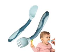 Juego De Cubiertos Para Bebé,Cuchara Y Tenedor De Alimentación Silicona | Juego Aprendizaje Primeros Alimentos Con Agarre Ergonómico Para Niños Niñas Destete Guardería