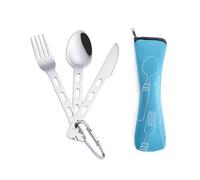 Juego De Cubiertos Para Camping, Combinación De Tenedor, Cuchara Y Cuchillo, Cubiertos De Acero Inoxidable, Cubiertos Para Exterior Reutilizables