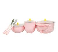 Juego De Cubiertos Para Niños Complemento De Alimentos Para Bebés Inyección De Agua Aislamiento Taza Tazón De Acero Inoxidable Tazón Rosa 5 Piezas