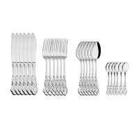 Juego de cubiertos plata, juego acero inoxidable 24 piezas, vajilla comida occidental, real, tenedores fruta navideña, cuchillos, cucharas café(Silver With Spoon)