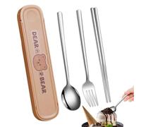 Juego de cubiertos portátil, juego de cubiertos de viaje reutilizable y | Juego de cubiertos de viaje para camping, tenedor, cuchara, maletín de vajilla para oficinas, escuelas, picnics, viajes, etc