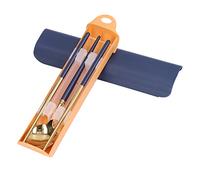 Juego de cubiertos portátil PolyGen con estuche de viaje compacto para comer mientras viaja/un juego de utensilios reutilizables hecho de acero inoxidable pulido espejo de 7,5 (dark blue gold)