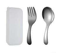 Juego de cubiertos portátil seguro para niños Mini cuchara y tenedor de acero inoxidable para manos pequeñas (negro)
