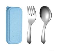 Juego de cubiertos portátiles seguros para niños, mini cuchara y tenedor de acero inoxidable para manos pequeñas (plateado)