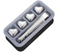 Juego de cubitos de hielo reutilizables de acero inoxidable 304 con forma de corazón con pinzas para un enfriamiento rápido de whisky, vino y cócteles sin dilución, accesorios de barra con acabado