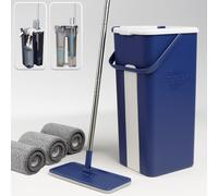 Juego de Cubo y mopa fregona STARLYF Autoclean Mop + 3 Paños Microfibra, Doble Compartimento Seco/Mojado, Todo Tipo de Suelos, Paño Microfibra Intercambiable, Compacto, Efectivo y fácil de Guardar