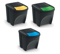 Juego de cubos de reciclaje Keden Sortibox 3x25L color negro