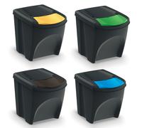 Juego de cubos de reciclaje Keden Sortibox 4x25L color negro