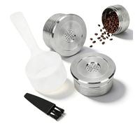 Juego de cuchara y cepillo para rellenar cápsulas de café | Fabricado en acero inoxidable, compatible con cafeteras DELTA Q