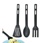 Juego de cuchara y espátula de cocina: juegos de utensilios de cocina sostenibles, utensilios de cocina con ranuras no nucleares | Utensilios de cocina, diseño portátil, tenedor incluido para