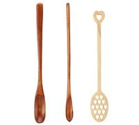 Juego de cucharas de café de madera de 3 piezas, cuchara agitadora de mango largo, cuchara mezcladora para café, leche, miel, uso de cocina, material natural, color de pintura,