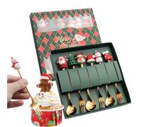 Juego De Cucharas De Café De Navidad - Cucharas De Acero Inoxidable | Decoración De Mesa Para Navidad, Y Reuniones Familiares | Juego De Cubiertos Y Tenedores Resistente A Lavavajillas