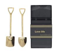 Juego de cucharas de pala de 2 uds, cucharas de postre con forma de pala de acero inoxidable, cuchara de fruta para helado para el hogar, cocina, restaurante (Oro)