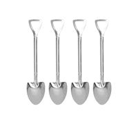 Juego de cucharas de postre, cuchara con forma de pala de acero inoxidable, cuchara de fruta para helado reutilizable y portátil para helado, fruta, pastel de azúcar (Pala de 4 puntas)