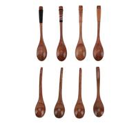 Juego de cucharas de sopa de madera al estilo japonés, cucharas de madera para comer, cocinar y remover, utensilio de cocina de color madera natural con acabado liso para uso en el (Tipo 2)