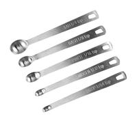 Juego de cucharas medidoras: cuerpo de acero inoxidable de 5 piezas, material 304 de calidad alimentaria, diseño de marcado de fracciones preciso, acabado satinado | Para hornear, cocinar, controlar i